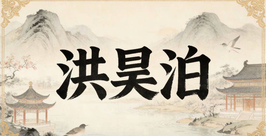 洪昊泊,昊是广阔天空,泊是宁静湖水