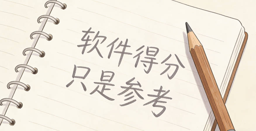软件得分只是参考，不能作为唯一标准