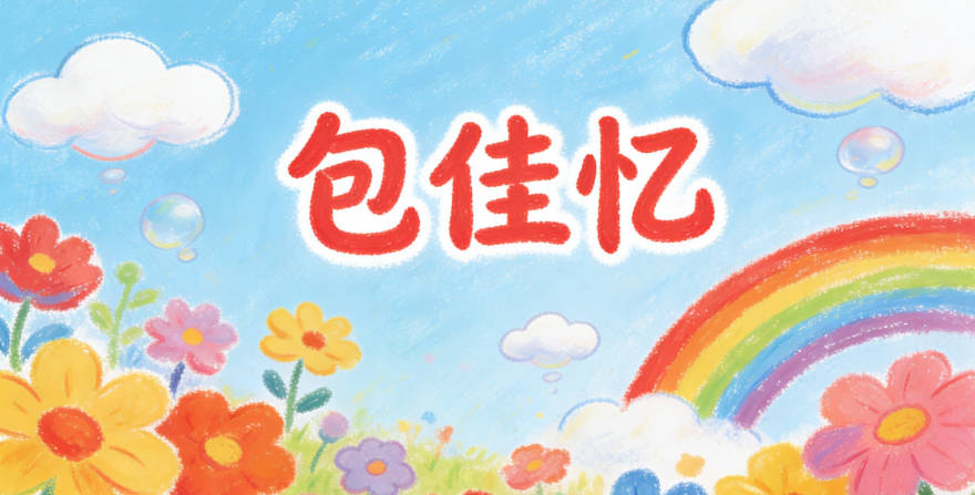 包佳忆，佳代表美好相遇，忆代表铭记爱情