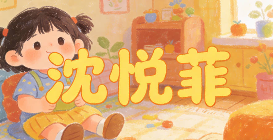 沈悦菲，悦字传递快乐情绪，菲字象征美好品质