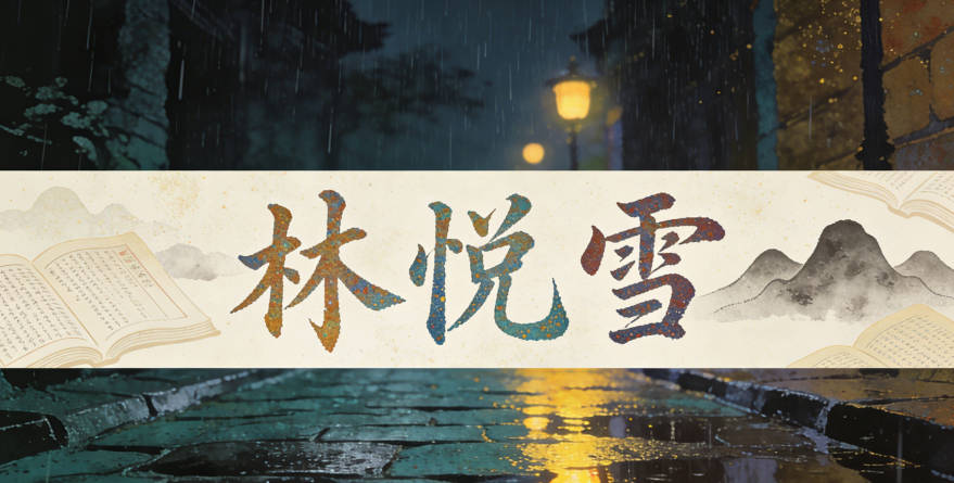 林悦雪，悦是快乐愉悦，雪是纯洁无瑕