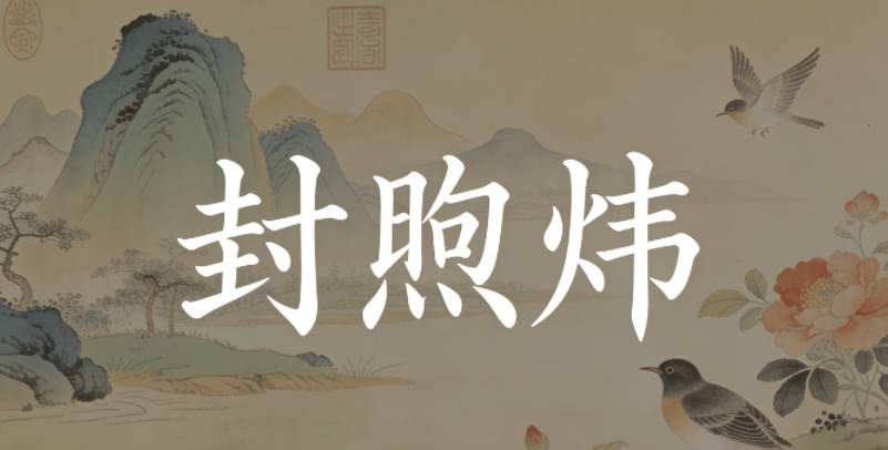 封煦炜，煦是温暖的阳光，炜是明亮的光