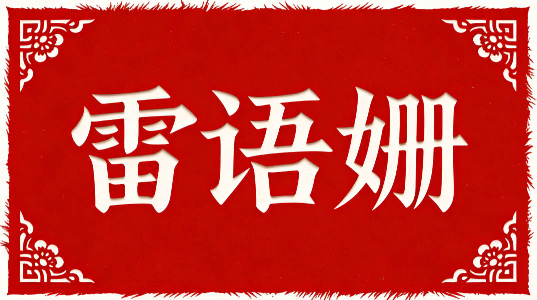 雷语姗,语带文雅气质,姗 是女孩专属的柔美用字