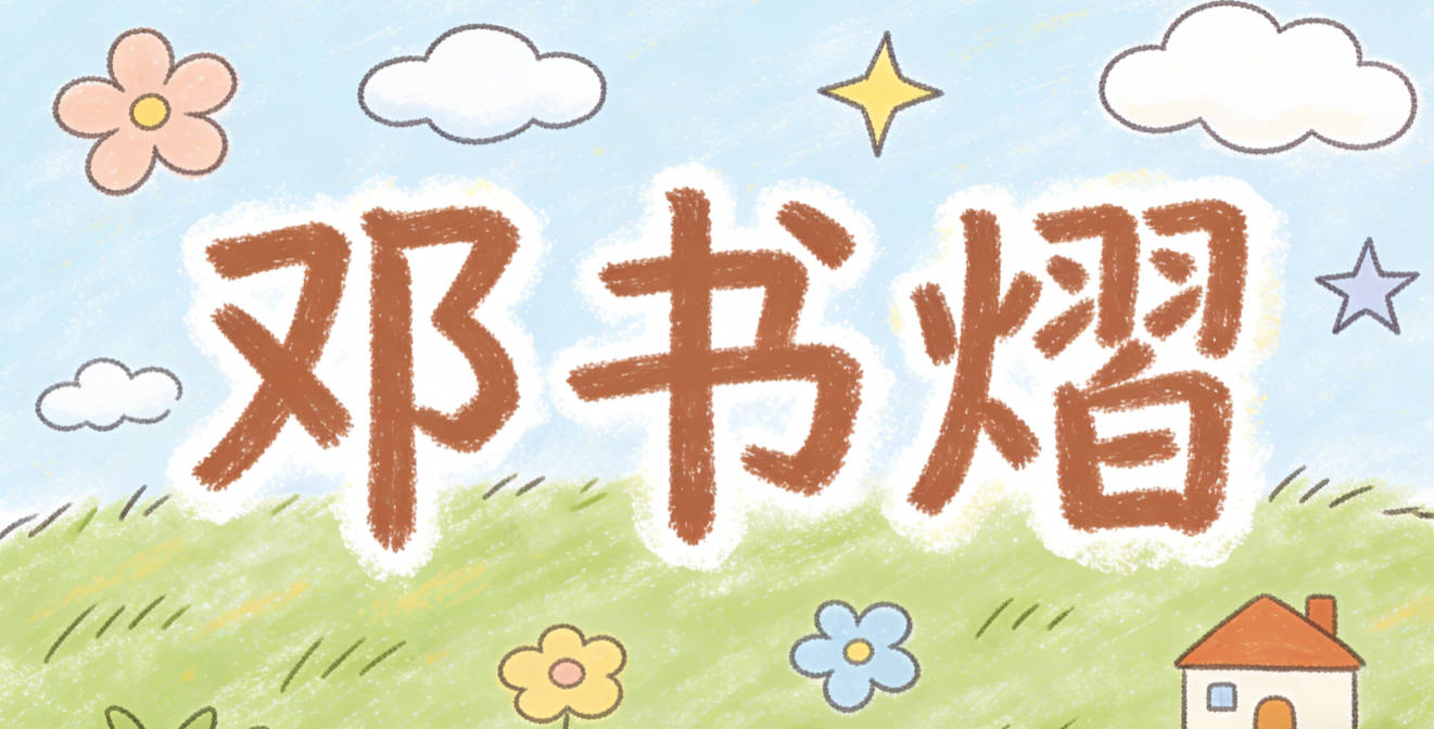 邓书熠，书是知识的载体，熠是光彩闪耀的意思